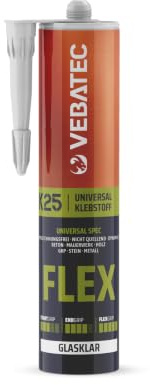 Vebatec Flex Verre Transparent Colle Plastique 290 ml solvant de Construction (4,66 €/100 ml)
