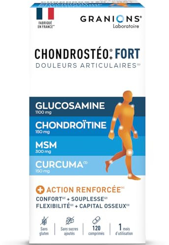 GRANIONS| Chondrostéo+ FORT Articulations | Formule Renforcée | Mobilité & Souplesse Articulaire, Flexibilité, Capital Osseux | Glucosamine, Chondroïtine, MSM, Harpagophytum | 120 comprimés
