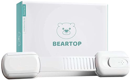 Beartop Kindersicherungsset - Baby Sicherung ohne Bohren - Schrankschloss, Fenstersicherung, Türsicherung, Herdsicherung, Steckdosen Kindersicherungen - 3-12cm, 16 Stück - Weiß