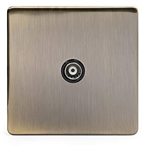 Soho Lighting Antique Brass TV Coaxial Socket Black Ins Screwless