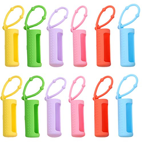 12 Pezzi Custodia in Silicone Per Bottiglia Di Olio Essenziale Bottiglia a Bottiglia D'acqua in Custodia Per Bottiglia Di Olio Essenziale Mini Viaggiare Portachiavi