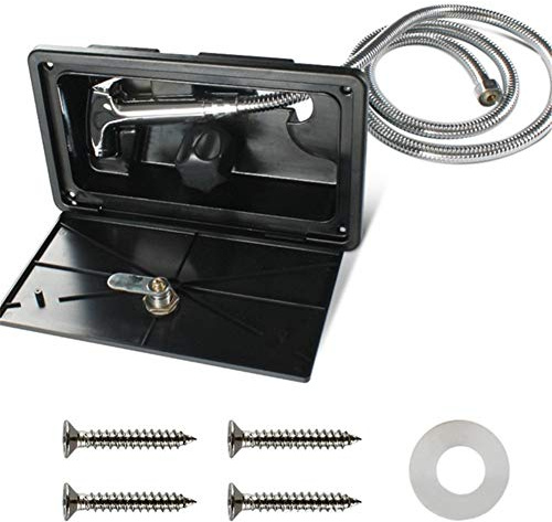 Asudaro RV Shower Box Kit with Lock Includes Shower Tap Shower Hose Shower Screen Outdoor Shower Box Camping Shower for Boat Marine Camper Caravan Black