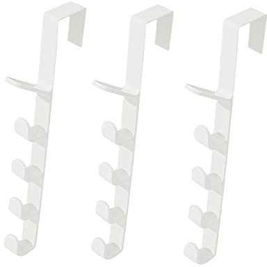 Yeehliny Türgarderobe,Türhaken zum Einhängen ohne Bohren,Türhänger,Kleiderhaken Wand Wandhaken Garderobenhaken Jackenhalter mit 5 Haken für Badezimmer Schlafzimmer Kleiderschrank (3PCS-Weiß)