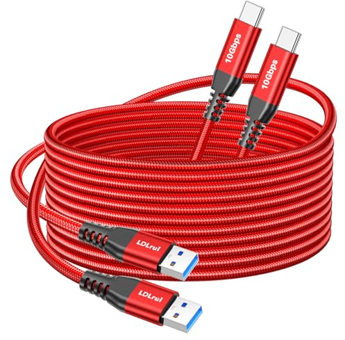 LDLrui USB A to USB C Data Cable 3m 2 Pack 10Gbps USB 3.2 Gen 2 | USB to USB C Cable with 3.1A Fast Charging & Sync, Data Transfer Cable Type C to USB for Webcam, iPhone, Samsung Red