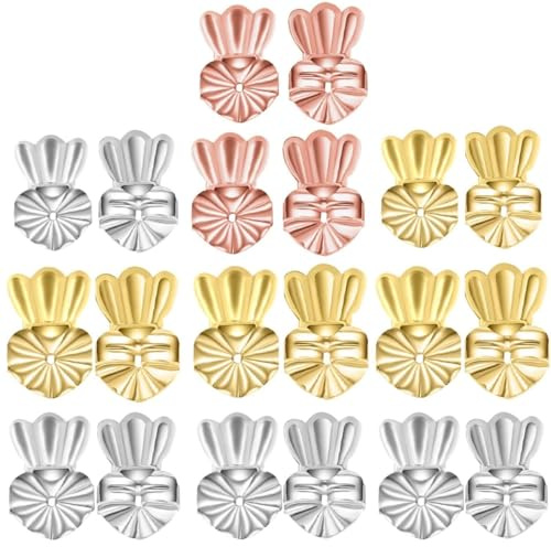 Maname® 10 Pares Tuercas Pendientes Elevadores. Enganches Pendientes - Cierres Aretes - Cierres Pendientes Tuercas Hipoalergenicas Para Lobulos Caidos O Rasgados Sujeta y Levanta (10 Pares)
