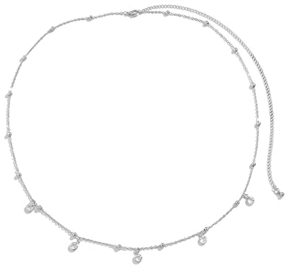 Whoiy Body Chain, Körperkette Strass Versilbert Rolo Dünn mit Anhänger Aus Zirkonia Körperketten Runden Sommer Körperschmuck Zubehör für Frauen