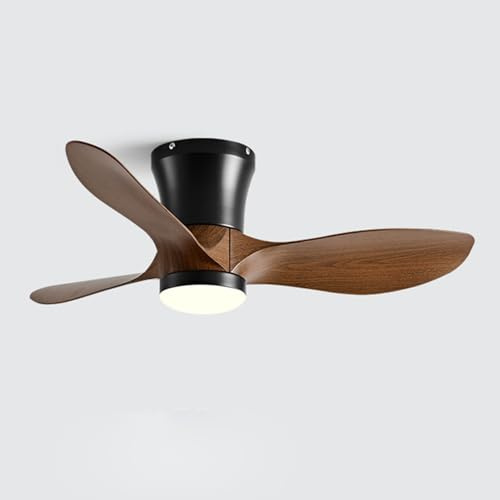 Moddeny 3-Blade 32 Inch Ceiling Fan With Lights Mute Remote Ceiling Fan Light Imitation Wood Flush Mount Fan Light Modern Simple Small Ceiling Fan With Light For Bedroom Living Room