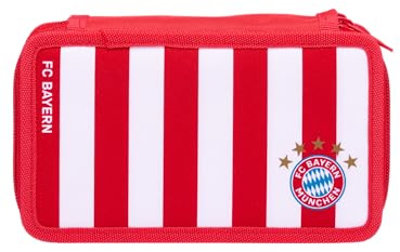 FC Bayern München Federmäppchen I Schulmäppchen I groß I Kinder I Rot-Weiß I Mit Stiften