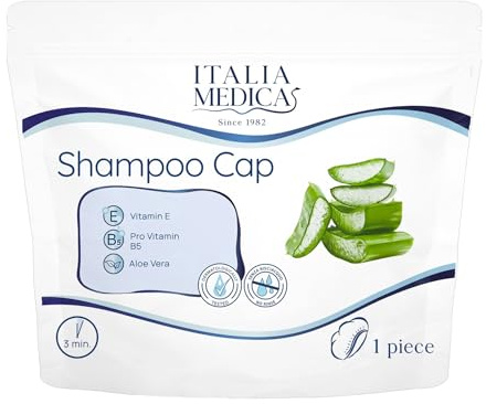 Italia Medica | Cuffia Shampoo per Allettati Anziani e Disabili Secco Senza Acqua -Disponibile in 6-12-18-75 Unità Monouso Senza Risciacquo Capelli Lavaggio Pratico con Vitamina E Provitamina B5