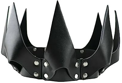 KIPETTO Gothic Leder Krone Unisex König Königin Krone Sexy Harajuku Kopfschmuck für Halloween Maskerade Cosplay Hochzeit Geburtstag Party Kostüm