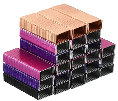 PATIKIL Heftklammern für Hefter 4 Pack(1000Stk Heftklammern pro Pack) #10 Mini 3/16 Länge Heftklammern Staufrei für Zuhause Bürobedarf Rose Gold/Rose Rot/Lila/Schwarz