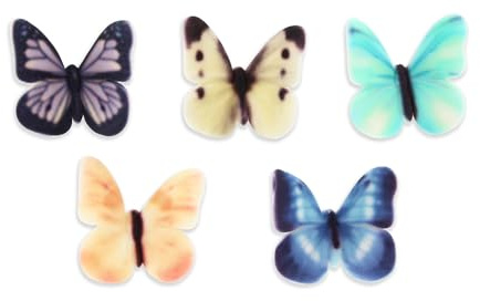 SugarSoft® Butterflies, Handmade Edible Cake Decorations For Wedding Cakes, Mother's Day Cupcakes, Cake Topper, Vanilla Flavour | 30mm | Pack of 20