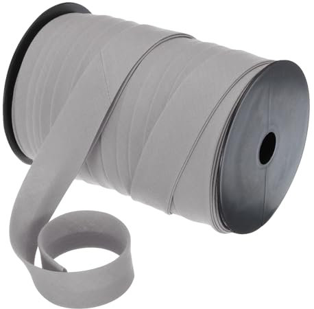 sourcing map 1 Zoll Doppelfalz Schrägband Polyester Kontinuierliches Schrägband in Großpackung zum Nähen, Säumen, Quilten, Einfassen von Handarbeiten (Grau, 55 Yards)