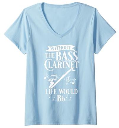 Leçon d'instrument drôle de clarinette basse T-Shirt avec Col en V