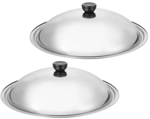 Cabilock 2pcs Pot Accessories Stainless Steel Pot Lid Cover Skillet Lid Replacement Cover Cooking Supply