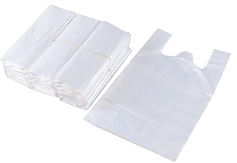 Waikhomes 1000 Pack Clear Grocery Bags, Plastic Shopping Bags with Handles, Shopping Bags/Thank You Bags/Reusable and Disposable Grocery Bags