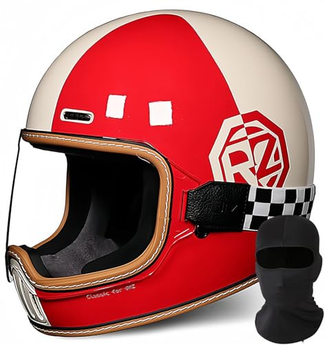 Vintage-Integral-Motorradhelm, DOT/ECE-Geprüft, Moto-Scooter, Retro-Klassiker, Crash-Racing, Rallye-Touring-Motorradhelm, Integralhelme Für Roller