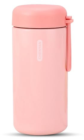 KISUOMAOYI Petite gourde en acier inoxydable 304 - 300 ml - Isotherme anti-fuite avec double paroi sous vide - Petite bouteille avec poignée portable pour boissons chaudes et froides (rose)