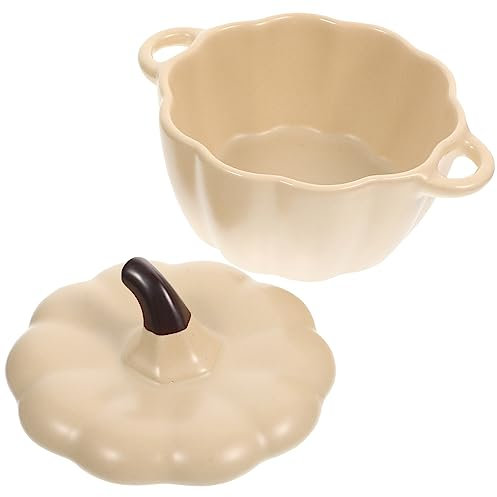 Cabilock Olla Para Guisar Calabaza Tazón De Sopa De Cerámica Tapa Hermética Perfecta Para Postres