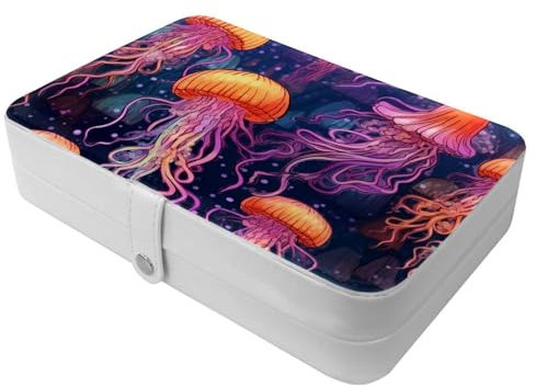 Marine Jellyfish-1299 Reise-Schmuckschatulle – Ihre tragbare Schatztruhe für Ringe, Ohrringe, Halsketten. Tolles Geschenk für Frauen, die gerne reisen, große Organizer-Tasche, 1 Packung