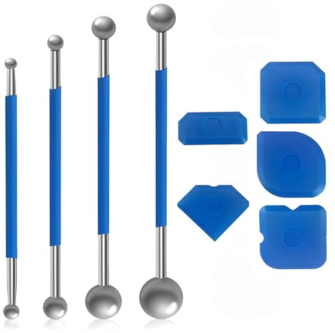 9 Stück Werkzeug Schaber Kit Fugenglätter Set, 4 Stück Metallkugel Abzieher und 5 Stück Silikon Fugenglätter, Silikonfugen Abzieher Caulking Werkzeug Kit Fugenglätter Set für Küchenfliesen Badezimmer