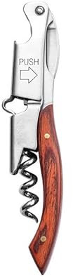 WIPPWER Abrelatas Abrelatas Abrelatas Abrelatas de Sacacorchos Profesional Estuche de Cuero Abrebotellas(Wooden Flat Handle)