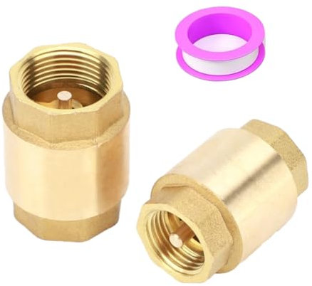 Mauedest 2 Pièces 3/4 Pouces NPT Clapet Anti-Retour à Ressort à Filetage, Clapet Anti-Retour Horizontal Unidirectionnel en Laiton pour Puits, Pompe