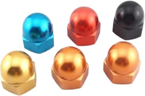 Hutmutter, Bolzenabdeckungen, Acorn-Hutmuttern, 10 Stück/Los M3 M4 M5 M6 Bunt Rot Schwarz Blau Gloden Orange eloxierte Aluminium-Hutmutter.(Light Blue Colour,M3 10pcs)