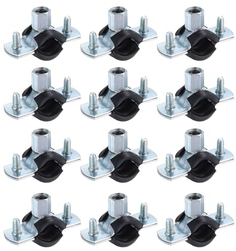 QUARKZMAN 12 Piezas de Soporte de Tubo de Doble Anillo Dividido, Soporte de Tubo Ajustable de 16Mm/0.6 Pulgadas, Abrazadera de Tubo de Soporte para Tuberías de Fontanería y Drenaje