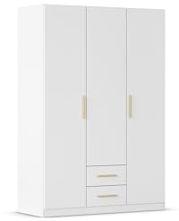 Rauch Möbel Belfast, Kleiderschrank, Farbe Weiß, Breite 136 cm | Schrank, Kinderkleiderschrank, 3-türig, 2 Schubladen, für Schlafzimmer, Kinderzimmer, Babyzimmer, Garderobe, Flur