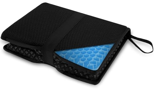 Guniata Cuscino in gel, pieghevole, ergonomico, comodo, per sedia da ufficio, per sedili aerei, campeggio, candeggina, voli, pendolari (nero)