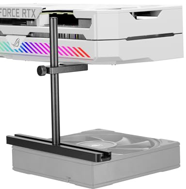 upHere GBS1 GPU-stödfäste, fläktmontering, justerbar höjd, grafikkortsstöd, aluminium GPU-slagfäste, stativhållare för grafikkort (128 mm)