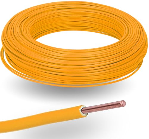 Kalitec 10m Fil Electrique H07V-U 1,5 mm² Orange - Cable Monobrin Cuivre