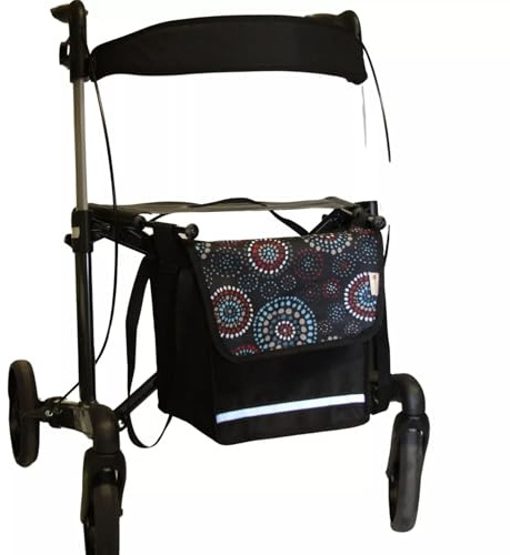 SENIORI Rollator- und Rollstuhltasche – Bequeme Befestigung & viel Stauraum – für Verschiedene Modelle – Mit Reflektor, Klettverschluss & stabiler Form (1. Kreise, V-Modell)