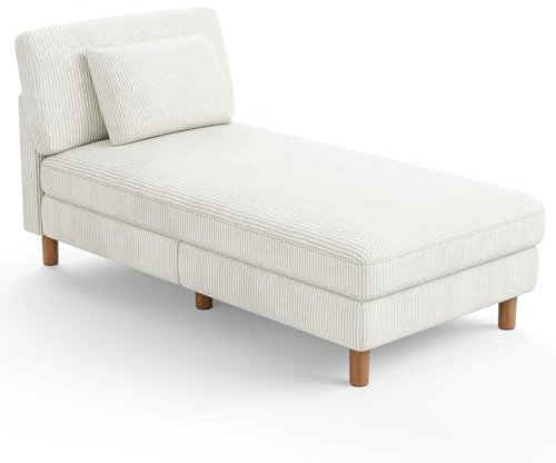 Vesgantti Cord Chaise Lounge Sofa, gepolstertes schlafsessel mit Kissen, Schlafsofa perfekt für Wohnzimmer, Schlafzimmer, Büro, Kleiner Raum, werkzeuglose Montage, 158 * 83 * 84cm