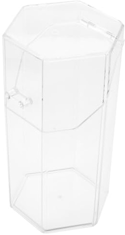 Healvian Acrylic Makeup Brush Storage Container with Dustproof Flip Lid, Hexagonal Cosmetic Brush Holder for Desktop Organization in Beauty Tools
