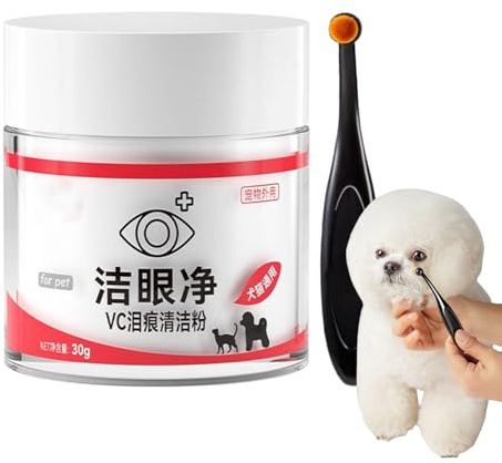 Polvere per Macchie Di Lacrime per Animali Domestici 30 G | Smacchiatore per Macchie Di Lacrime per Cani | Allevia Segnis Di Lacrimes E Rossori, Cura per Gli Occhi | Ingredienti Vegetali Naturali