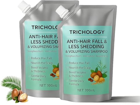 Champú Trichology Anticaída y Voluminizador, Fortalece las Raíces, Nutre el Cuero Cabelludo, Fórmula Botánica, Cuidado Suave Diario del Cuero Cabelludo, Aporta Espesor y Brillo (2Pcs)