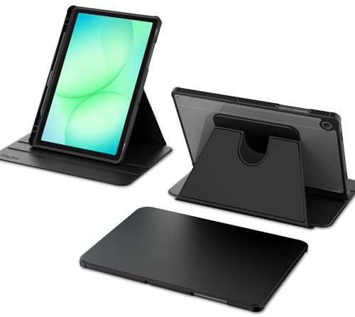EasyAcc Rotierende Hülle für Samsung Galaxy Tab A11+ /A9+ Plus 11 Zoll | 2025 2023 360 Grad Drehbare Schutzhülle Acryl, Transparente Stoßfest Grenze, Schwarz