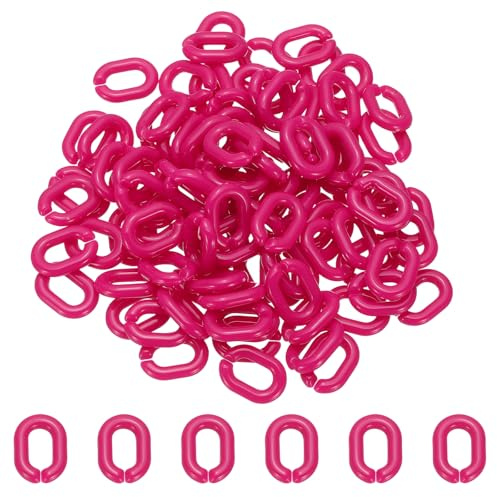 QUARKZMAN 100 STK Acryl Verbindungsringe 20mm Ovale Verbindungskette Schnellverbinder Offene Kettenglieder Für Kettenherstellung Schmuck Armband Halskette Taschen DIY Bastelzubehör Rosarot