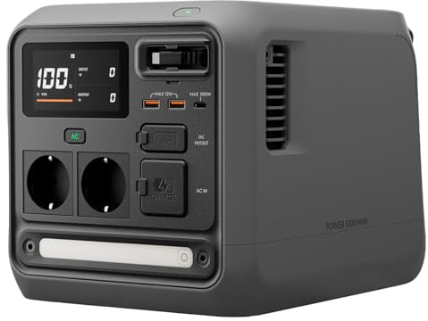 DJI Power 1000 Mini tragbare Powerstation, 1008-Wh-LFP-Akku | Kompakte Größe, max. Ausgangsleistung 1000 W, in 58 min von 0 % auf 80 % geladen, integriertes Autoladegerät & MPPT, Camping