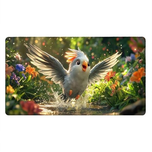 Tappetino Mouse Gaming XXL, 1600x800x3mm Grande Tappetino Scrivania Cuciti Base in Gomma, Mouse Pad Impermeabile Antiscivolo, PC Desktop Ufficio, Migliora Precisione Velocità (Pappagallo Fiori) xR7899