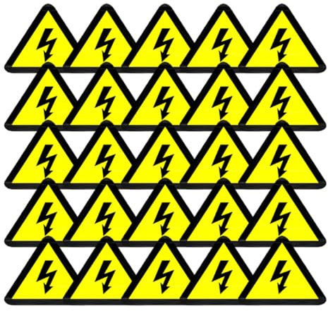 HEALEEP Étiquettes de Danger Électrique Lot de 50 Autocollants 50X50 MM Triangle Jaune pour Panneaux de Sécurité Usage Résidentiel