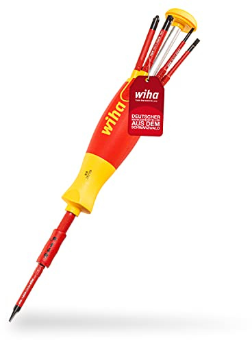 Wiha Skruvmejselset LiftUp electric 6 delar med förvaringsbart bitset (41234) I skruvmejselset med bit magasin av slimbits för elektriker, bithållare, slits/tvärslits/plus-minus