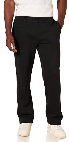Amazon Essentials Pantalones Deportivos de Forro Polar con Parte Inferior Abierta (Disponibles en Tallas Grandes y Largos Especiales) Hombre, Negro, M