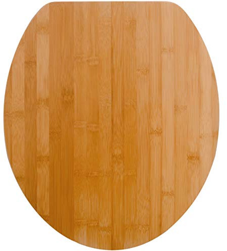 Spirella WC Deckel mit Absenkautomatik Oslo Bambus mit High Gloss Finish und Fast/Fix Scharniere aus Edelstahl-per Knopdruck abnehmbar, Brown