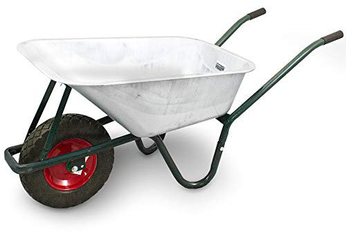 BITUXX® Schubkarre 100L / 250Kg Schubkarren Scheibtruhe Schiebkarre Bauschubkarre Verzinkt mit PU Rad 4.80/4.00-8 mit Achse(Schwarz)