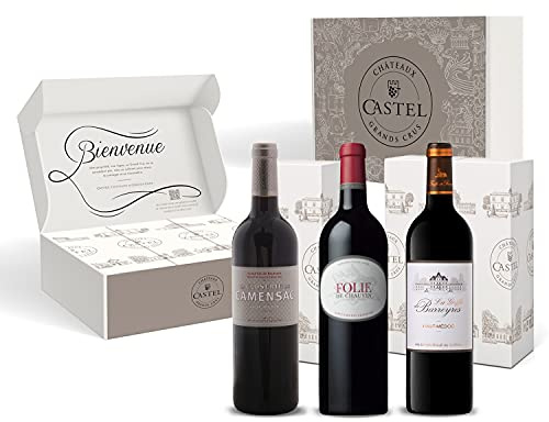 Coffret Cadeau - Vin Rouge - Coffret de Seconds Vins - Saint Emilion Grand Cru Et Haut Medoc : Closerie de Camensac - Folie de Chauvin - Griffe de Barreyres - 3x75cl