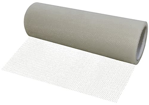 AERZETIX - C55270 - Rollo red de tul 15cm x 9m - color: gris claro - para confección costura ropa artesanía decoración