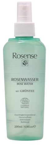 Rosenwasser Spray 200ml mit Grüntee Gesichtswasser Toner Face Mist Gesichtspflege – ECOCERT Naturkosmetik von Rosense, vegan & dermatologisch bestätigt, ohne Zusatz von Alkohol, alle Hauttypen